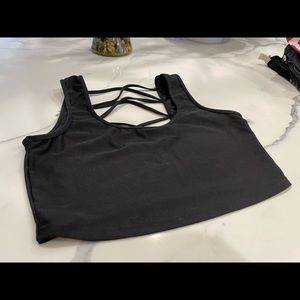 Black cross back crop top